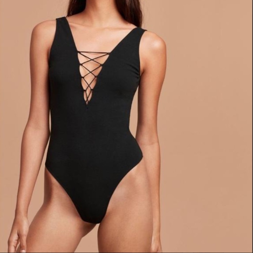 NEW WILFRED FREE LAIS LACE UP BODYSUIT (BABY BLUE)
